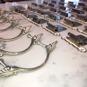 Vintage Enameled Cabinet Handles and Hinges